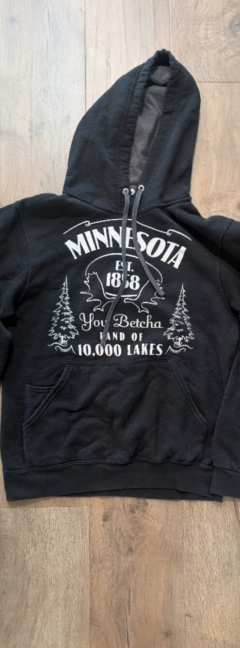 Black Hooded Sweatshirt with White Minnesota Graphic